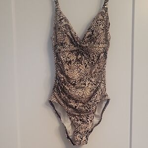 Calvin Klein Black and Cream Snakeskin Swimsuit